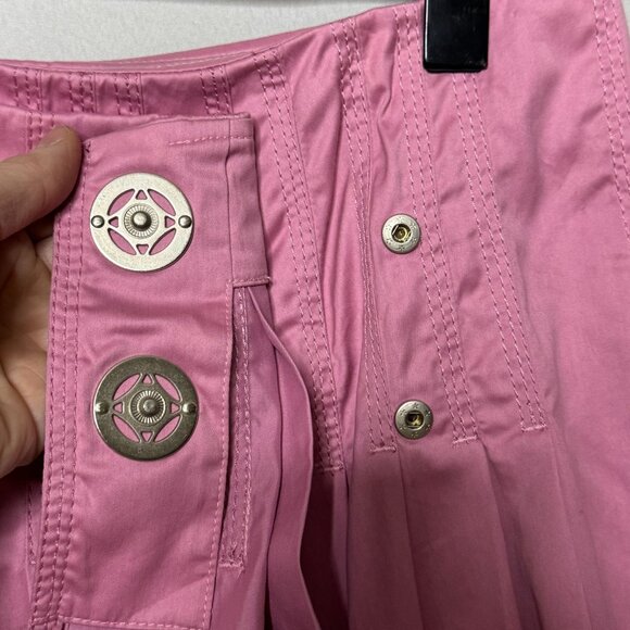 BGN First Pink Cotton Silk Asymmetrical Pleated True Wrap Mini Skirt Size 8 - Picture 3 of 10